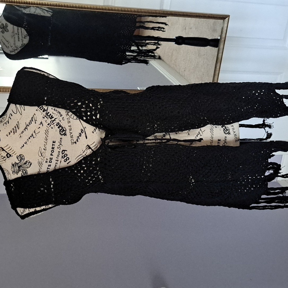 Black crochet vest